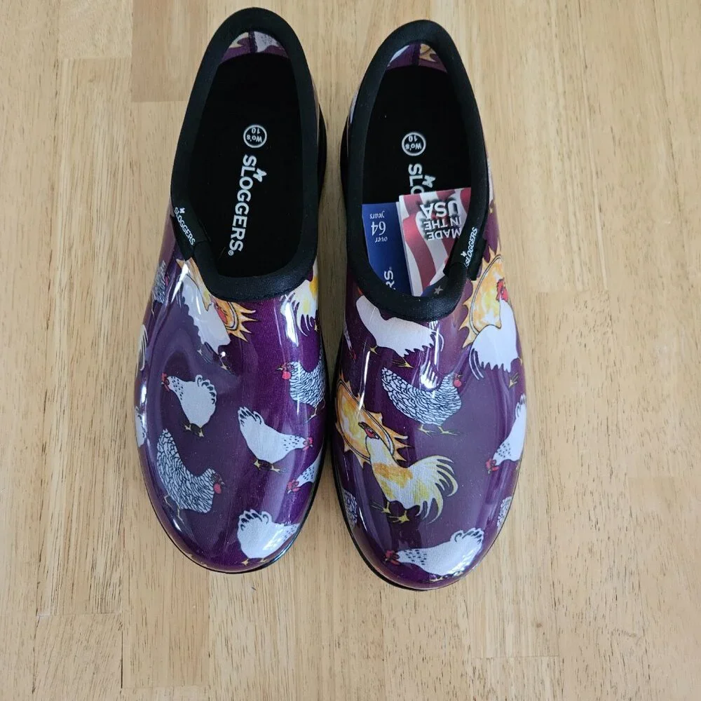 Sloggers Rain & Garden Shoes - Chicken Purple - size 10 - NWT - Picture 2 of 10